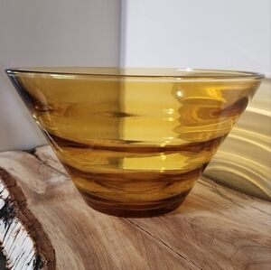 Amber Vintage Large Glass Bowl 70's Serving‎